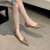 Pointed High-end Sense Shallow Mouth Single Shoes Women's French Temperament One-pedal Flat Shoes Work Occupation Commuter Work Shoes