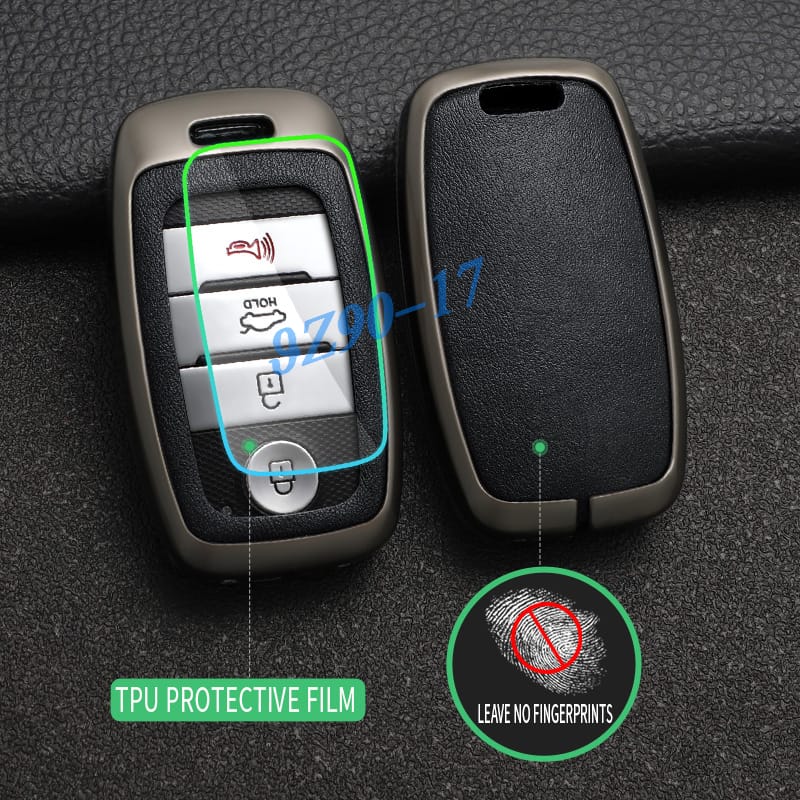 Metal Leather Car Key Fob Case Cover Keychain For Kia Optima Sorento Soul Niro Sedona Sportage Carnival Accessories