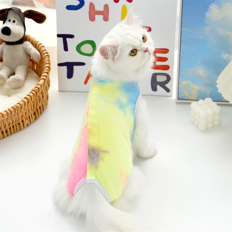 Fashion Solid Color Striped Cat Sterilization Clothes for All Seasons Small and Medium Dog Clothes Postoperative Cat Supplies