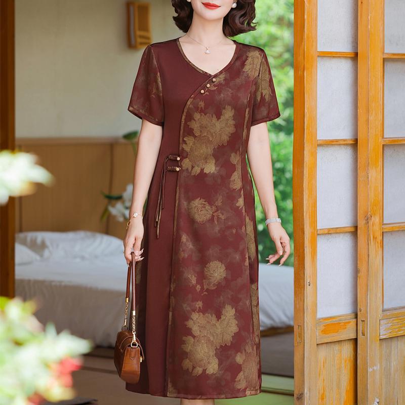 

Элегантное летнее платье для женщин, винтажная одежда, повседневное длинное платье больших размеров с коротким рукавом 5XL красный