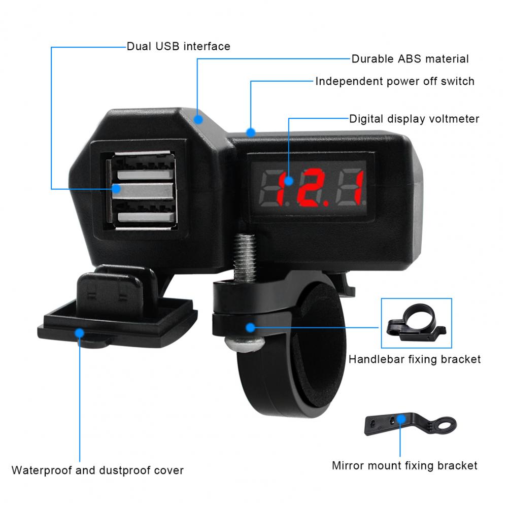 Motocycle Dual USB Charger Waterproof Motorcycle Handlebar Charger Socket For iPhone Samsung Huawei with ON/OFF Switch