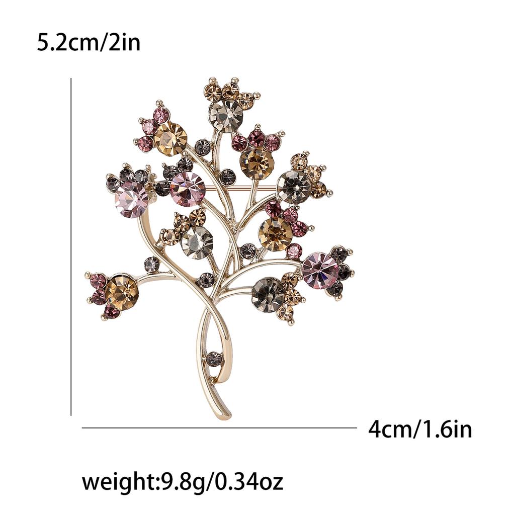 Fashion Retro Rhinestone Big Tree Brooch, Niche High-End Women'S Clothing Accessories Corsage Plant Pin