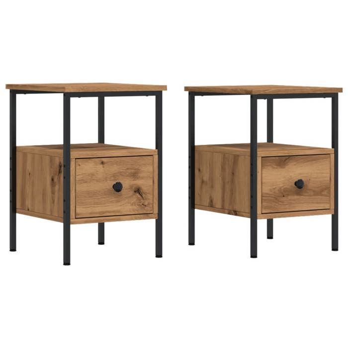 VidaXL Bedside Tables 2 Pcs Artisan Oak Engineered Wood, Bedside Table, Bedroom Furniture, Cabinet 857265