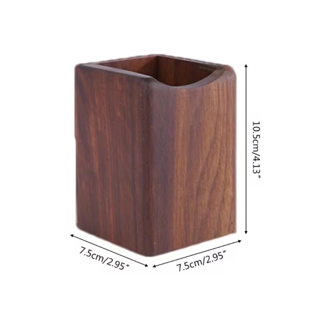 Large Capacity Wood Storage Box Multiple-use Pen Holder Cup Stationery Desk Organizer School