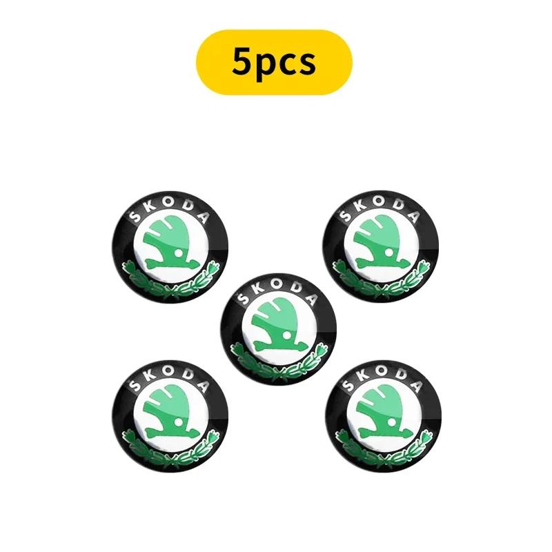 Bilklistermärke 2025 Nytt 14 mm Aluminium Bil Fjärrkontrollnyckel Skal Emblem Klistermärke För Skoda Octavia A2 A5 A7 Fabia Rapid Karoq Superb Kodia