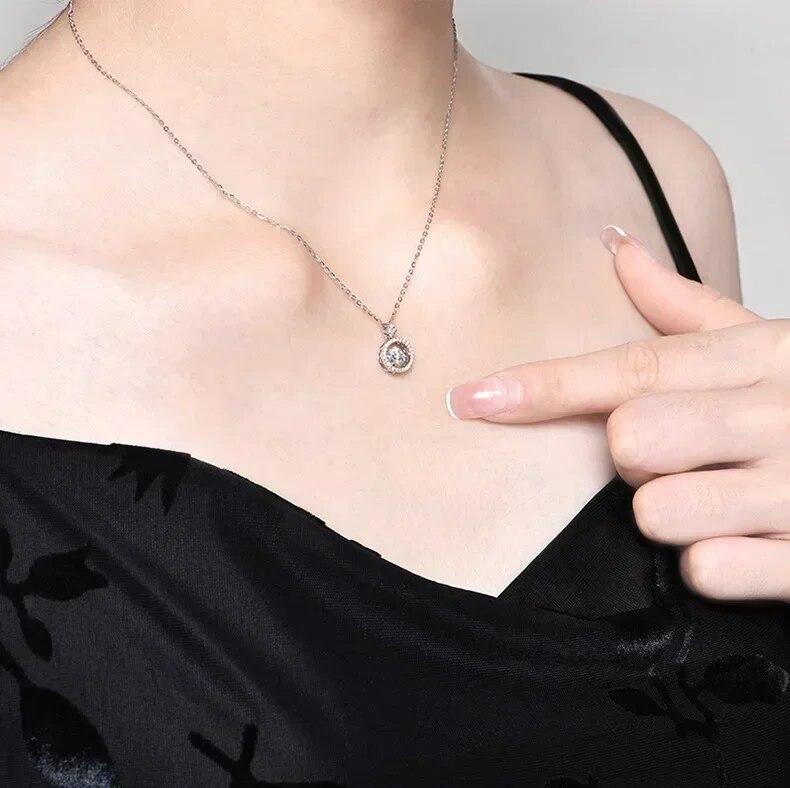 New 925 Sterling Silver 1ct D VVS1 Diamond with GRA Moissanite Beating Heart Pendant Necklace For Women Party Fine Jewelry