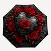 1pc Gothic Roses Heart Decor Automatic Folding Umbrella Durable Iron Frame,All Seasons Home Travel Outdoor Multifunctional Umbrella yy251115170