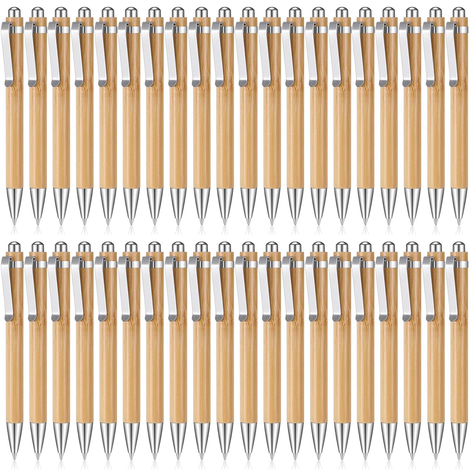 

50 шт. шариковая ручка из бамбука, бамбуковое дерево, 1,0 мм, синие черные чернила, деловая шариковая ручка для подписи, офисная, школьная, канцелярские принадлежности 50Pcs чёрный