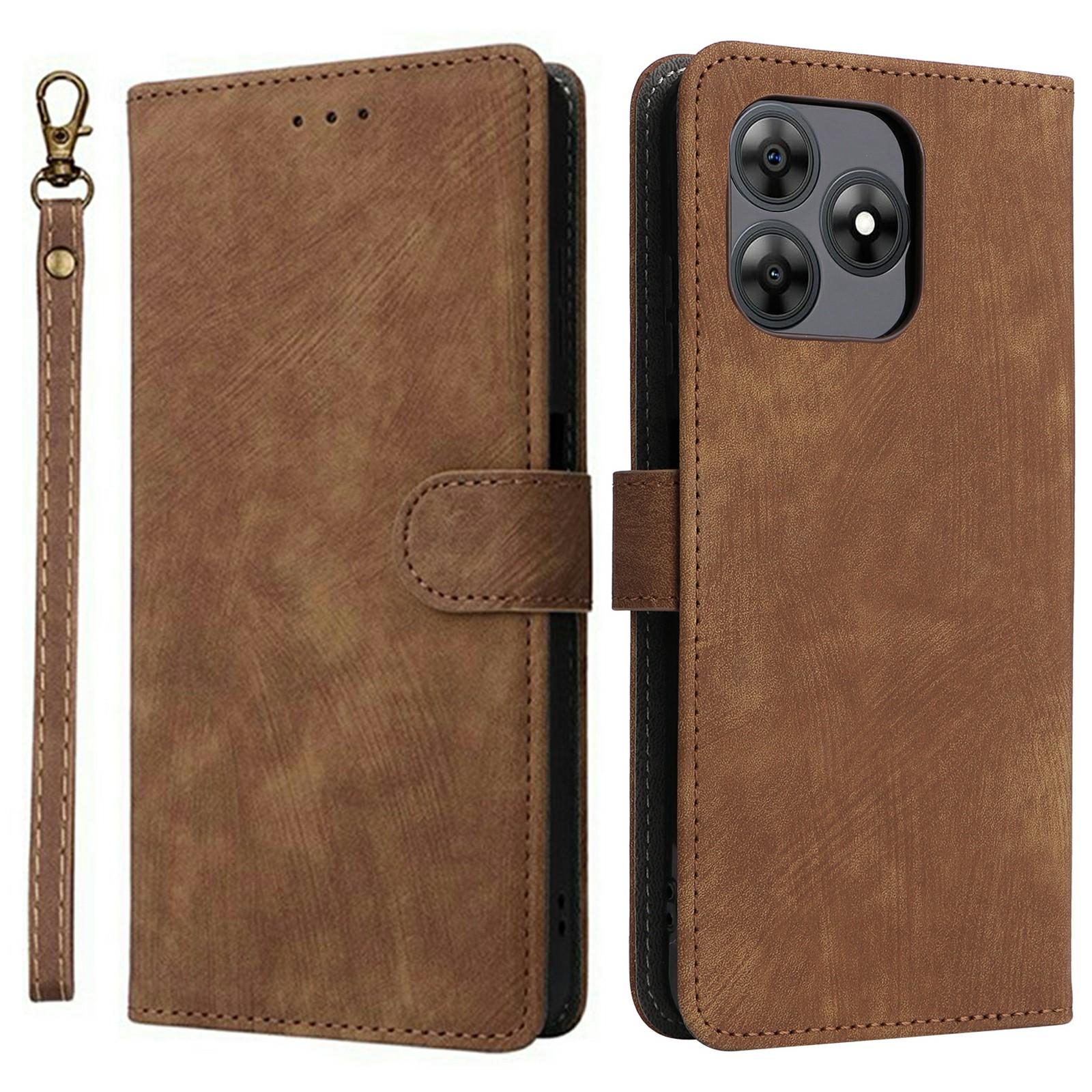 

For Blackview Wave 8C Wallet Case RFID Blocking PU Leather Cover Stand View Brown