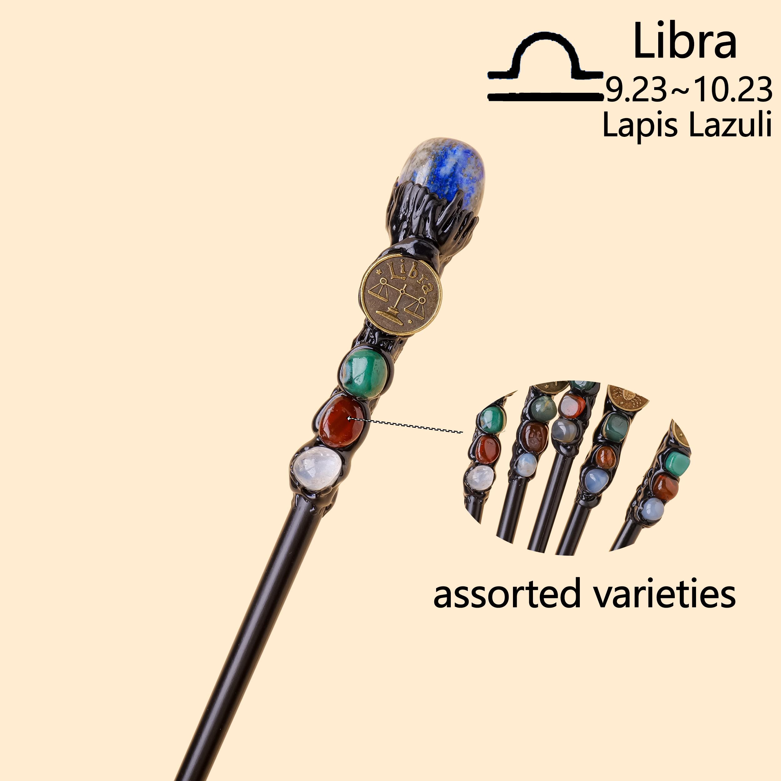 

1pc Natural crystal Rolling Stone twelve Constellations scepter Magic wand Handmade DIY fairy wand magic wand propscrystal tower 1pc ляпіс-лазур кольору