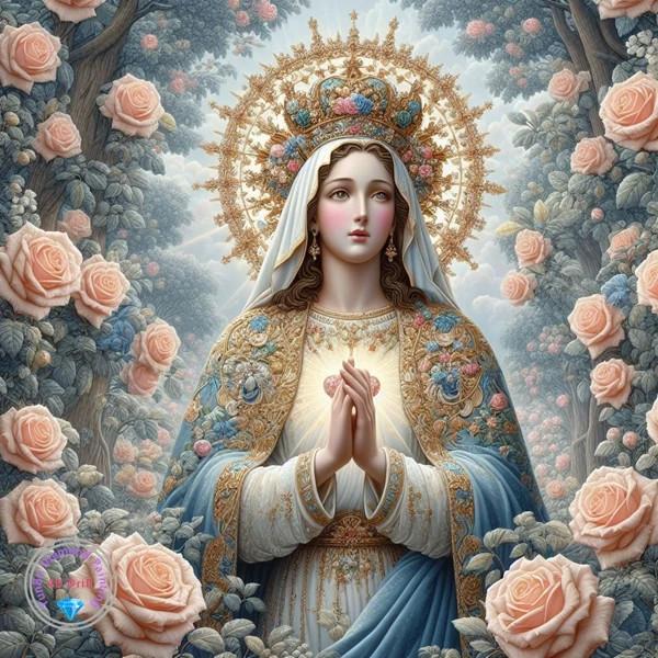 

Алмазна вишивка 5d Діва Марія Мозаїка Домашній декор Ікона Троянда Алмазна живопис Новий Портрет Релігійні Стрази Round 20x20cm