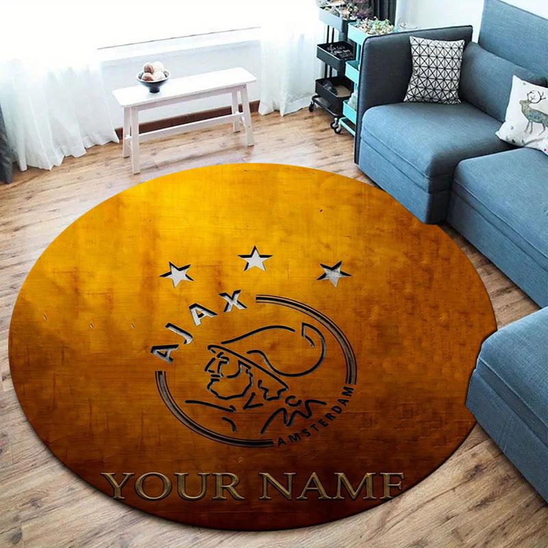 AFC Ajax Custom Name Round Area Rug,Carpet Rug for Living Room Bedroom Sofa Playroom Decor,Non-slip Floor Mat