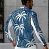 Men Plus Size Long Sleeve Quarter Zip Collared Polo Shirt Teal Printed