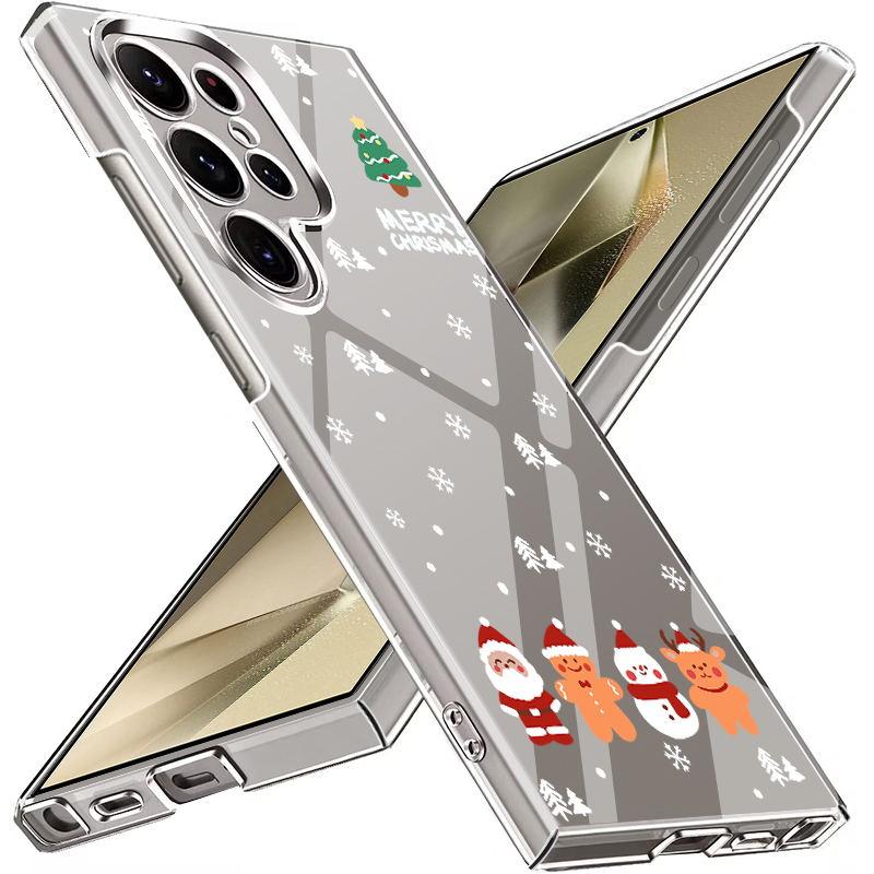 Cartoon Merry Christmas Pattern Phone Cover For Samsung S24 S23 S22 S21 Ultra A55 A54 A34 A35 A52 A14 Slim Clear Shockproof Transparent Hard PC Case