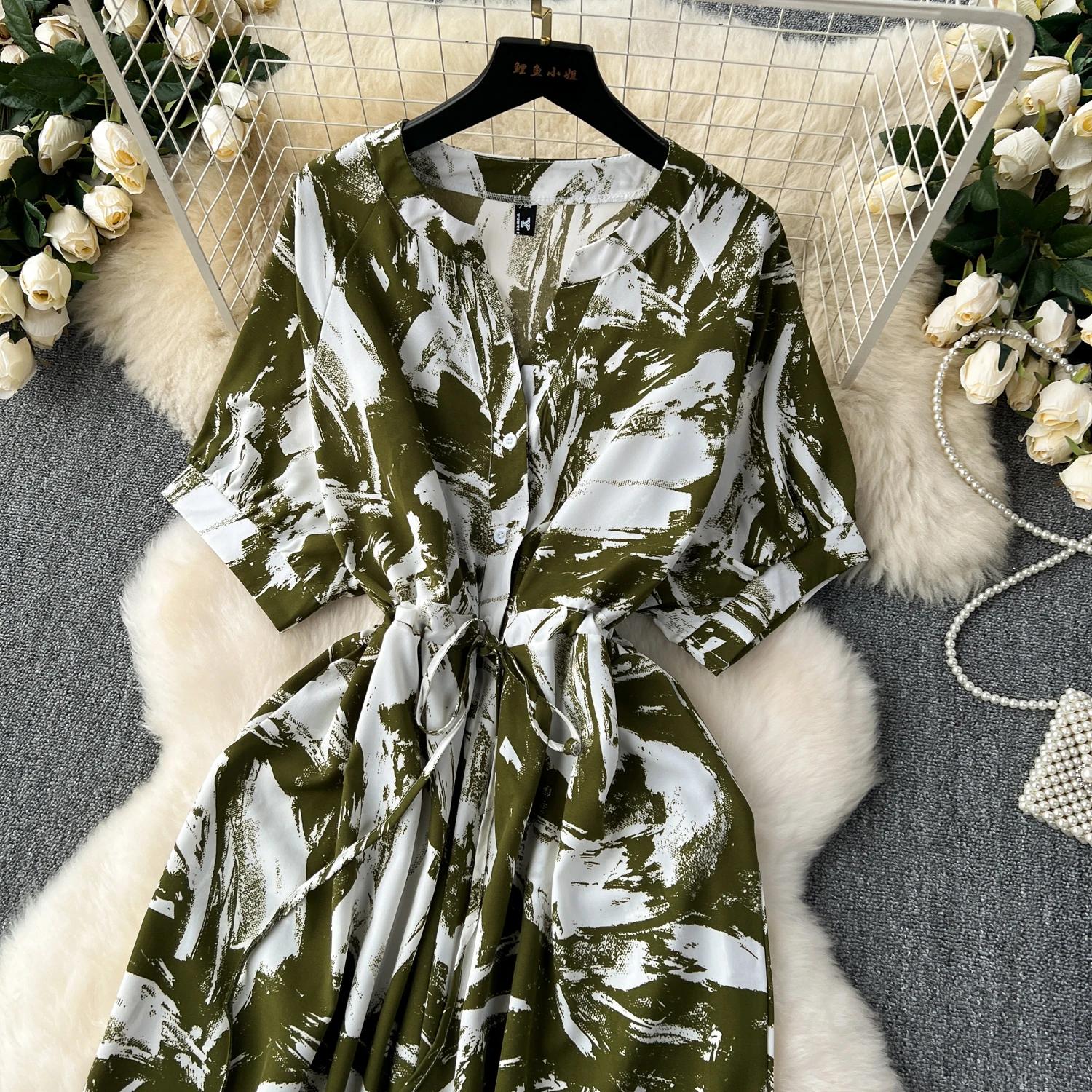 Летний повседневный женский комбинезон с широкими штанинами и принтом — фото 10