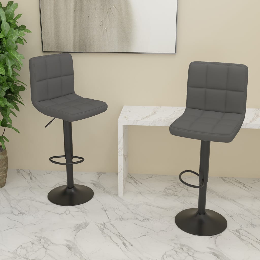 Bar Stool 2 Pcs Dark Grey Fabric