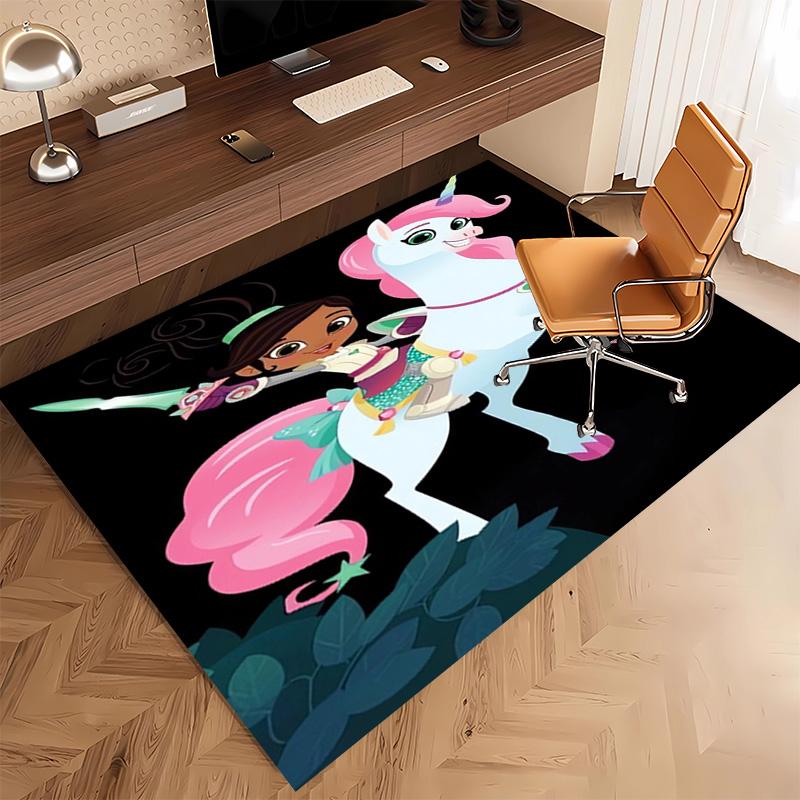 1pc Nella the Princess Knight Print Area Rug - Soft, Washable Non-Slip Indoor Mat, Living Room, Home Office Decorative Rug,Office Decorative