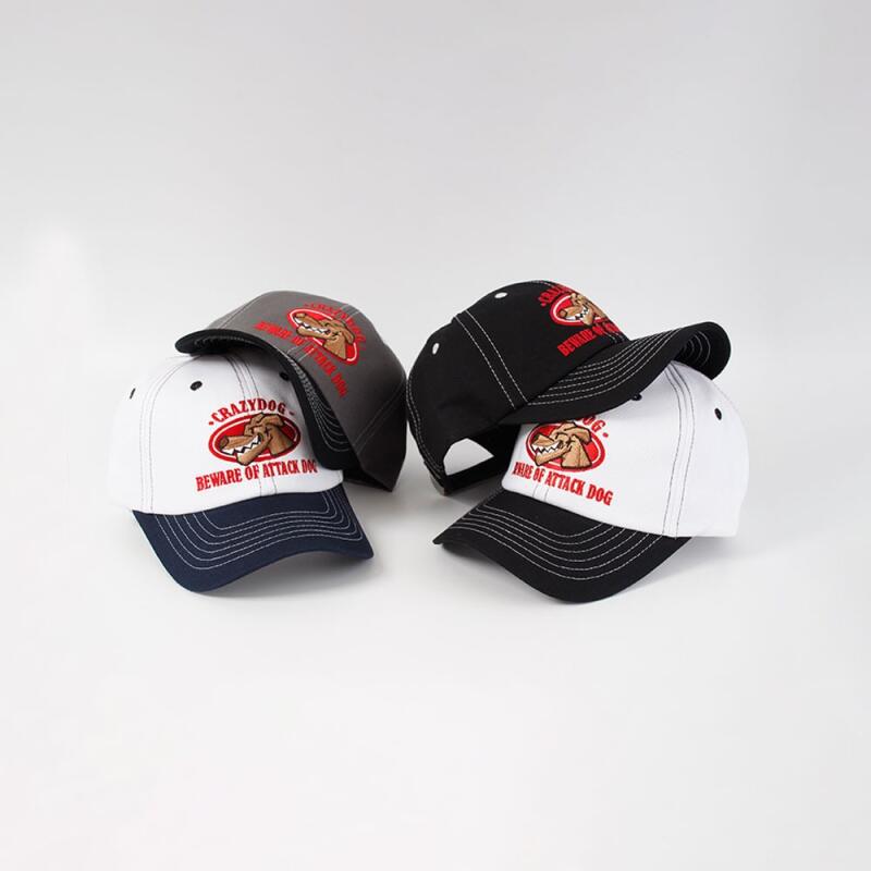 

Color block stitch crazy dog casual cap for men and women All black