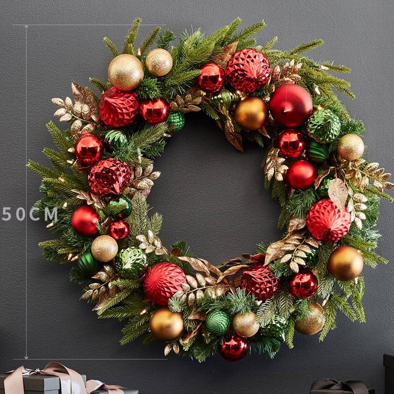 Rattan Christmas Wreath & Tree Set: 50/60/80CM Door Hanging & 2.7M Garland, Perfect for Holiday Window Décor