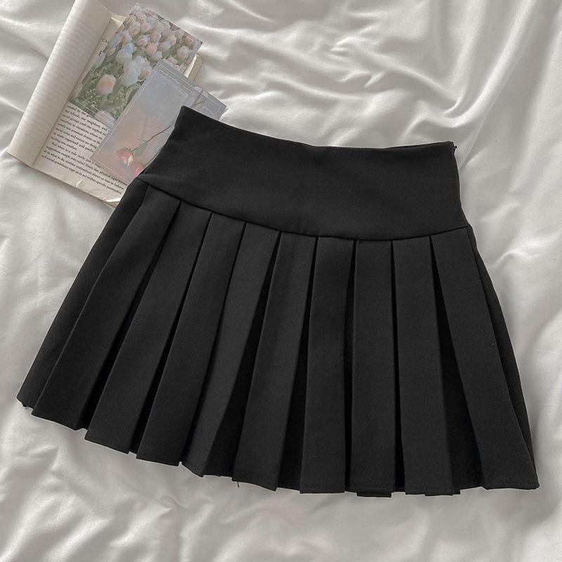 Salt-Style Summer Two-Piece: Knit Top & High-Waisted Pleated Skirt Set for Students