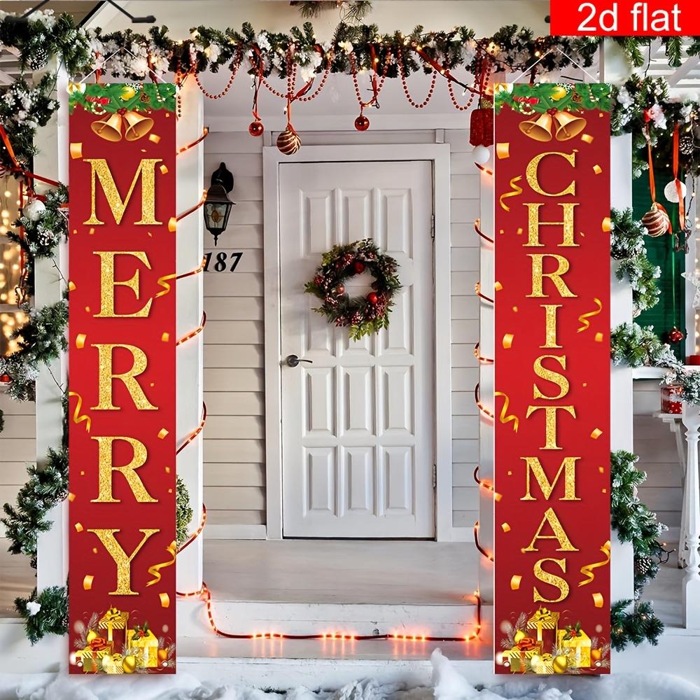 Merry Christmas Couplet Banner 1 Pair Polyester Indoor Outdoor Decor