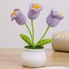 2 Pcs Knitting Crochet Bell Orchid Flowers Potted Plants for Wife Girlfriend and Women, Handmade Flowers for Car Decoration Home Decoration