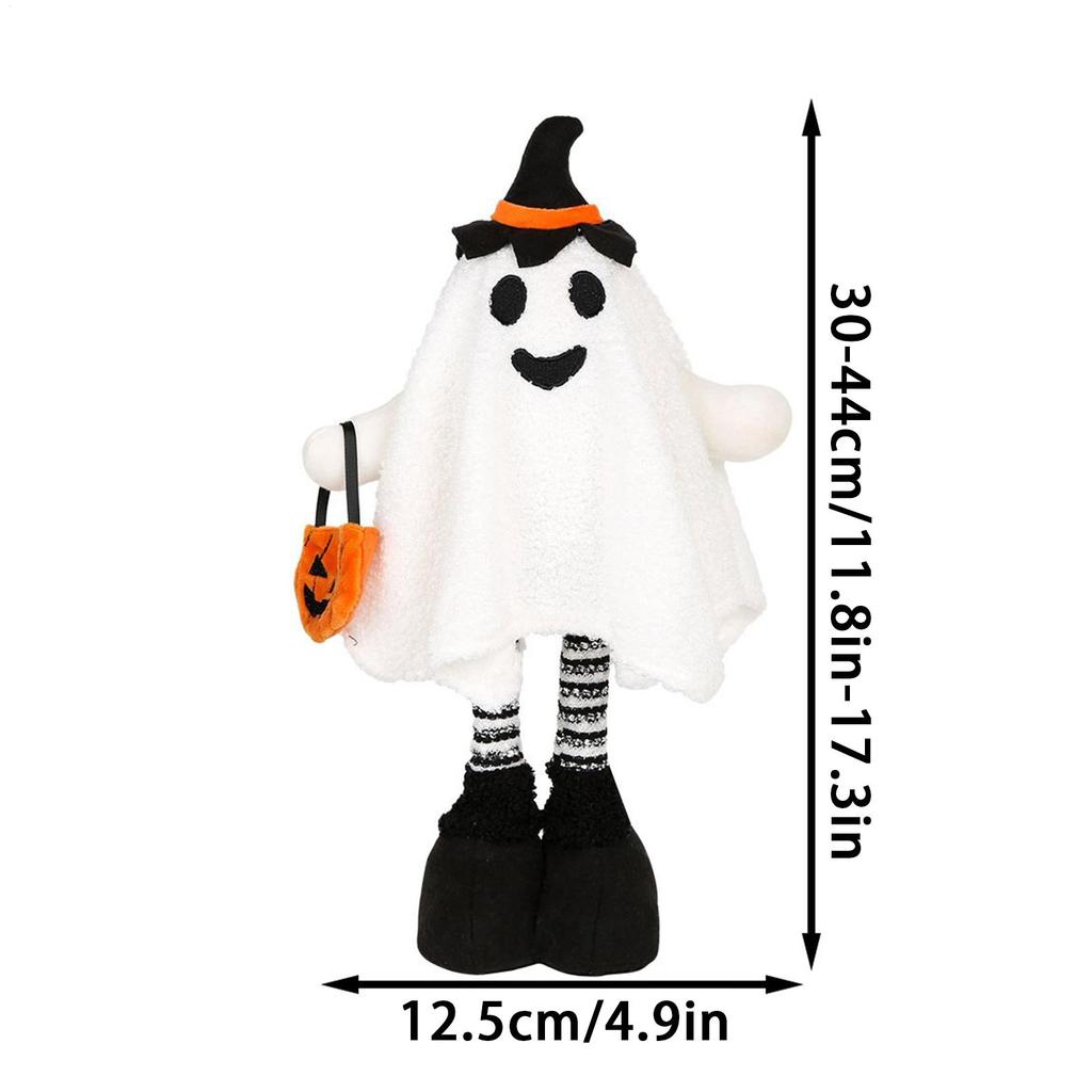 Halloween Stehender Geist Plüschtier Puppe Ornament 17,3 Zoll Ausziehbar Halloween Gruseliger Geist Plüschfigur Skulptur Dekor