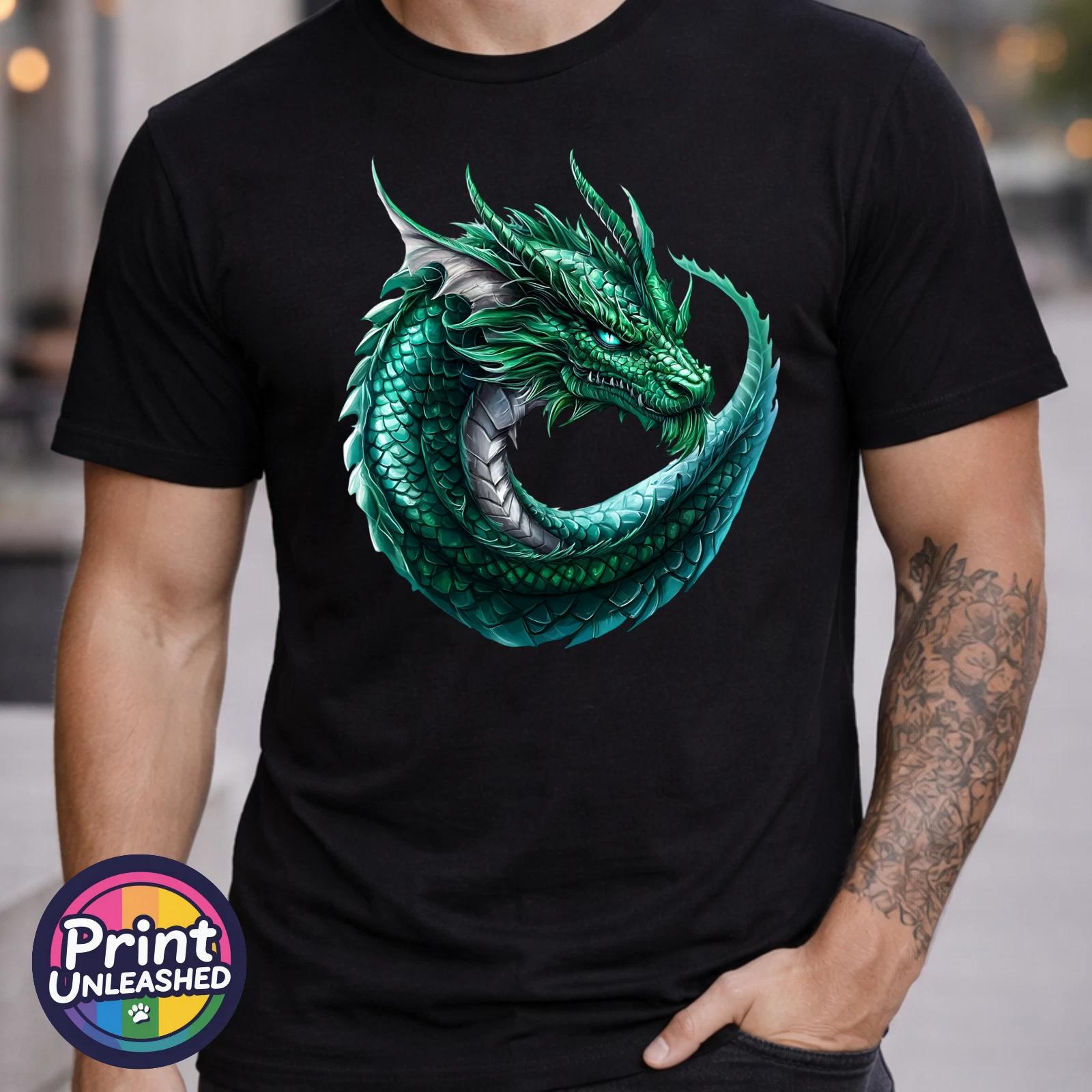 Green Dragon T Shirt Eastern Dragon Graphic Tee Fantasy Mythical Creature Gift XL