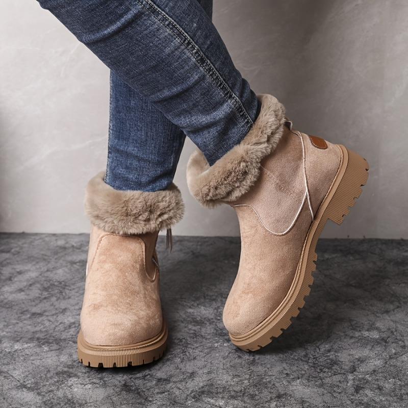 Women's Winter Furry Slip-Resistant Platform Sneakers/Boots - Thick Platform Height Increase