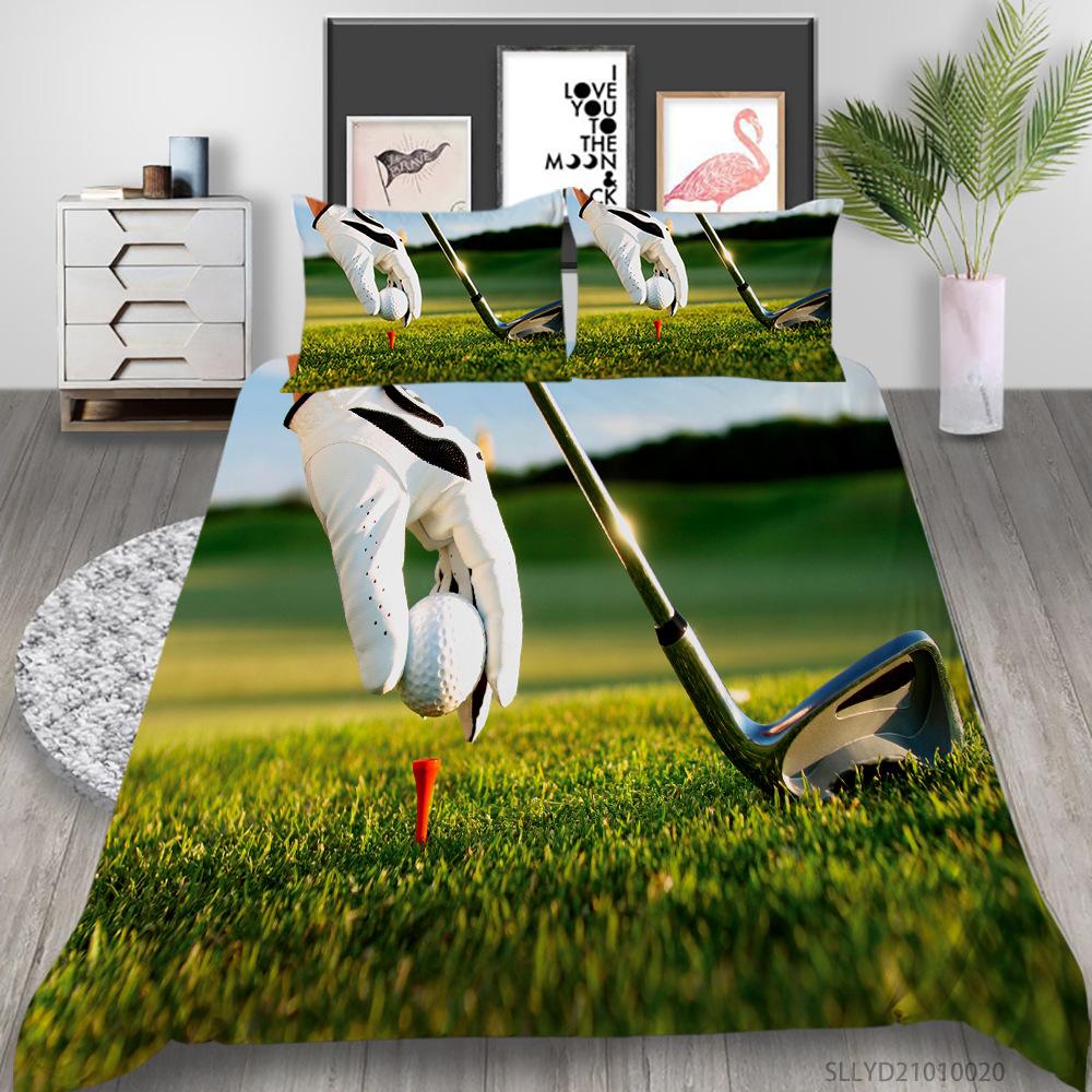 Golf 3D Digital Printing Polyester Bedding Two Or Three-Piece Set Can Be Mixed Batch
