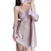 Ice Silk Lace Camisole Dress & Robe Set - Luxury Nightwear for Women