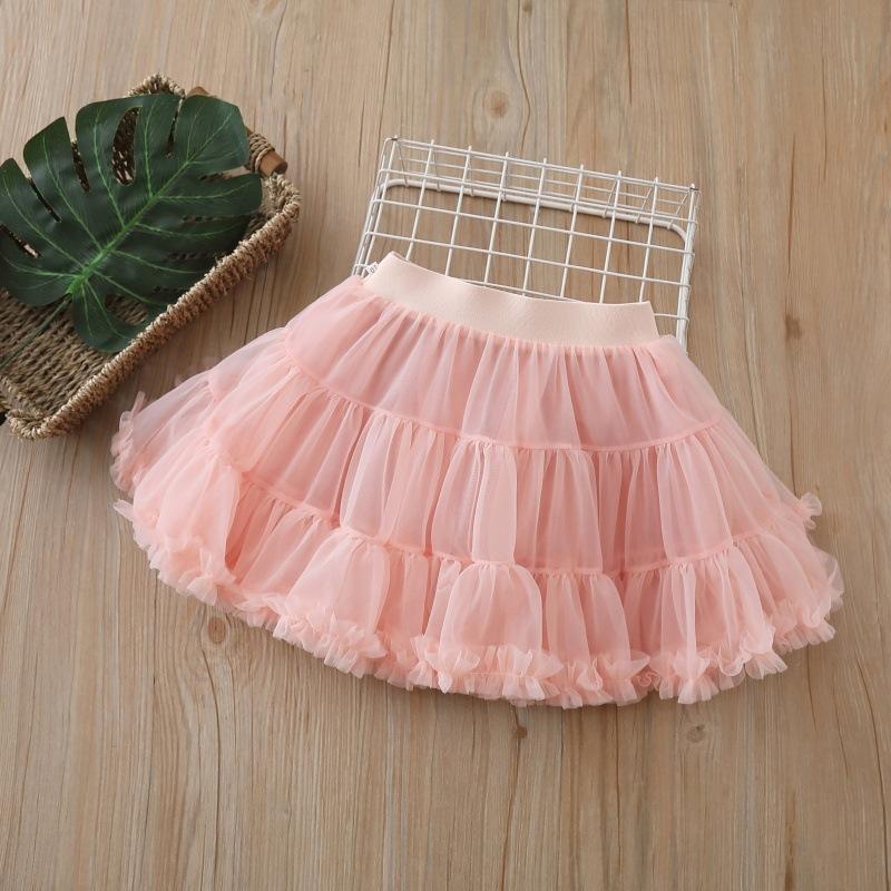 

2025 Girls A - Line Skirt Tutu Colorful Dance Skirt Children Puffy Tulle Skirts for Kids Clothes 130 рожевий