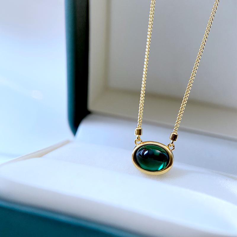 

Изумрудный Циркон s925 Стерлинговое Серебро Подвеска Ожерелье - Женский Элегантный Дизайн Цепочки для Ключицы 925 Silver