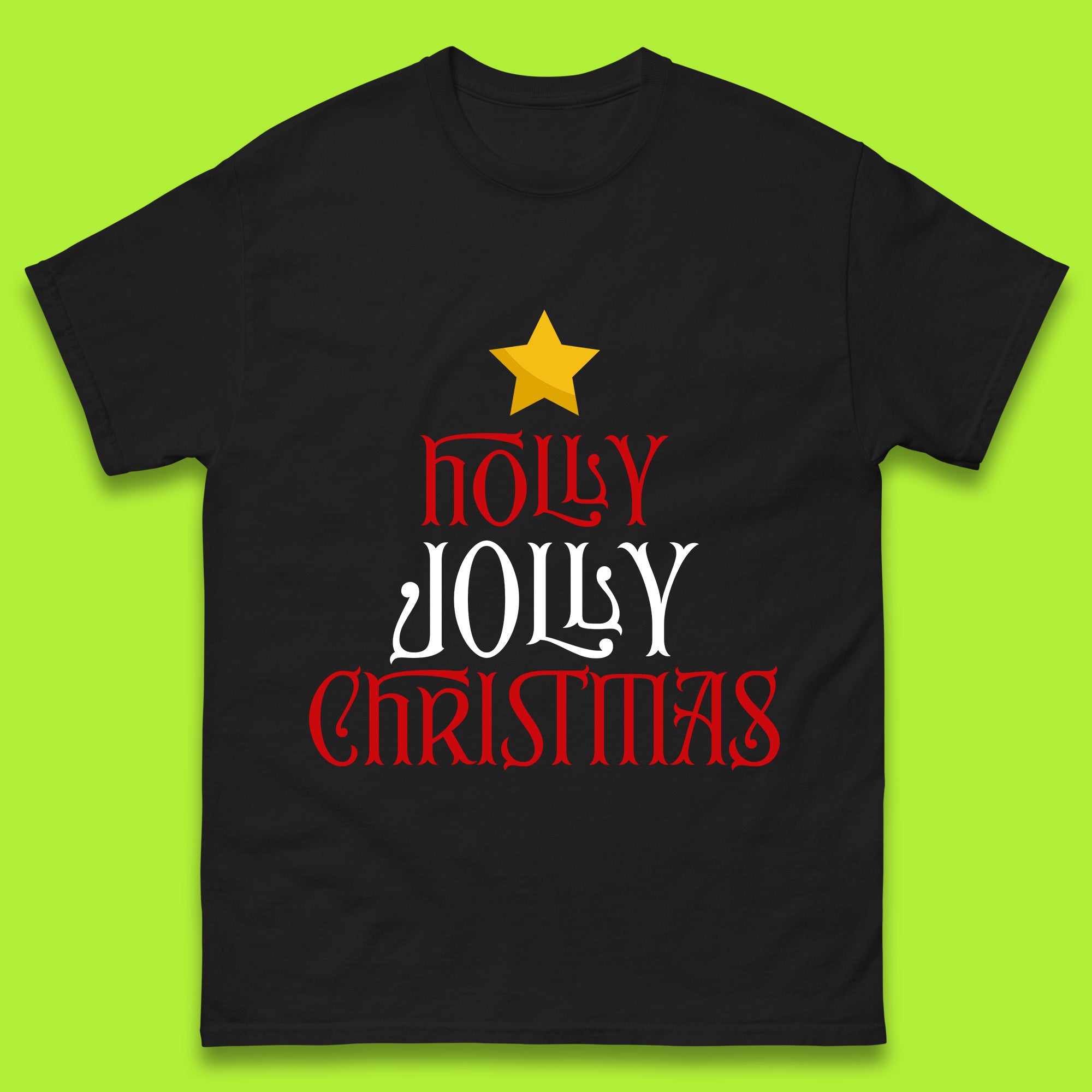 Holly Jolly Christmas Mens T Shirt Womens Tops Tees Christmas Tree Top 4XL