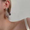 Women Gold Plated Alloy Full Rhinestone Water Drop Dangle Earrings Long Hanging Jewelry