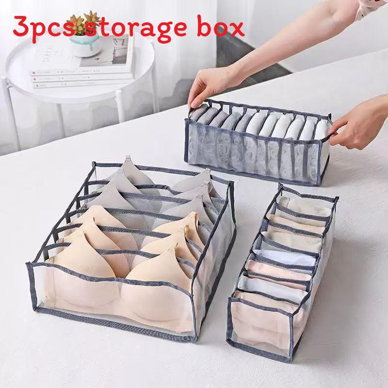 Innerwear Organizer With Divided Mesh Compartments For Home Bedroom Storage