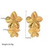 Vintage Gold Color Metal Flower Drop Earrings for Women Statement Stylish Exaggerated Simple Two Flower Jewelry Gifts