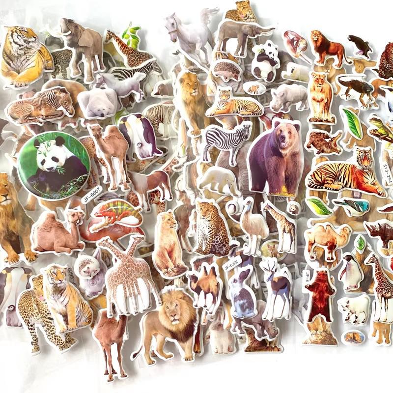 12pcs Scrapbook Stickers Real Animals Dinosaurs 3D Bubble Stickers Scrapbook Album DIY Decoration for Girls Boys Gifts TMZ