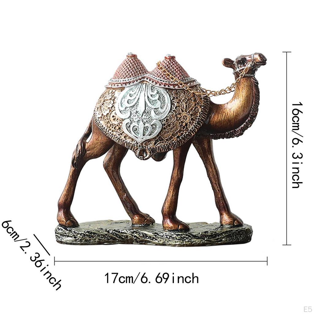 Camel Figurine for Tabletop Display, Home Decor, Resin Animal Sculpture Living Room And Office