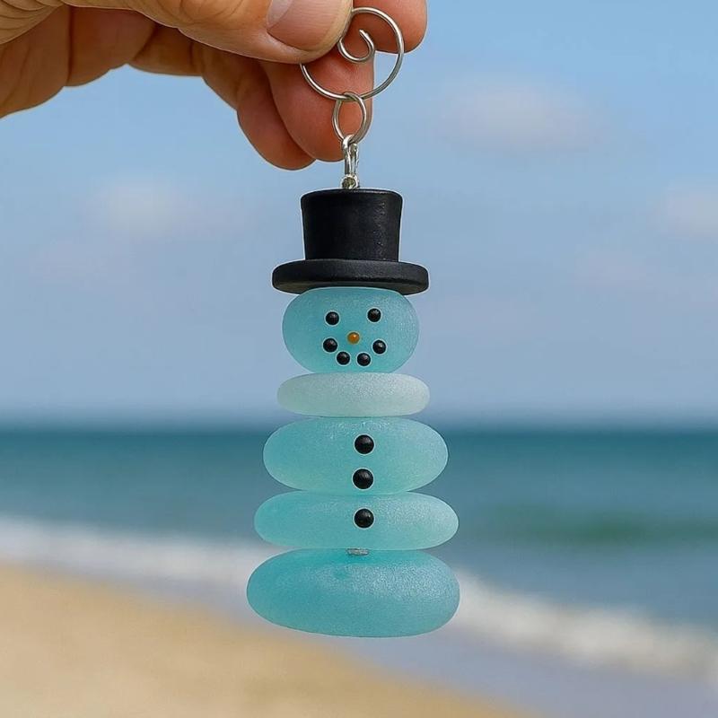 Clear Coastal Glass Christmas Car Ornament For Holiday Travel Home And Auto Interior Decoration Shatterproof Design