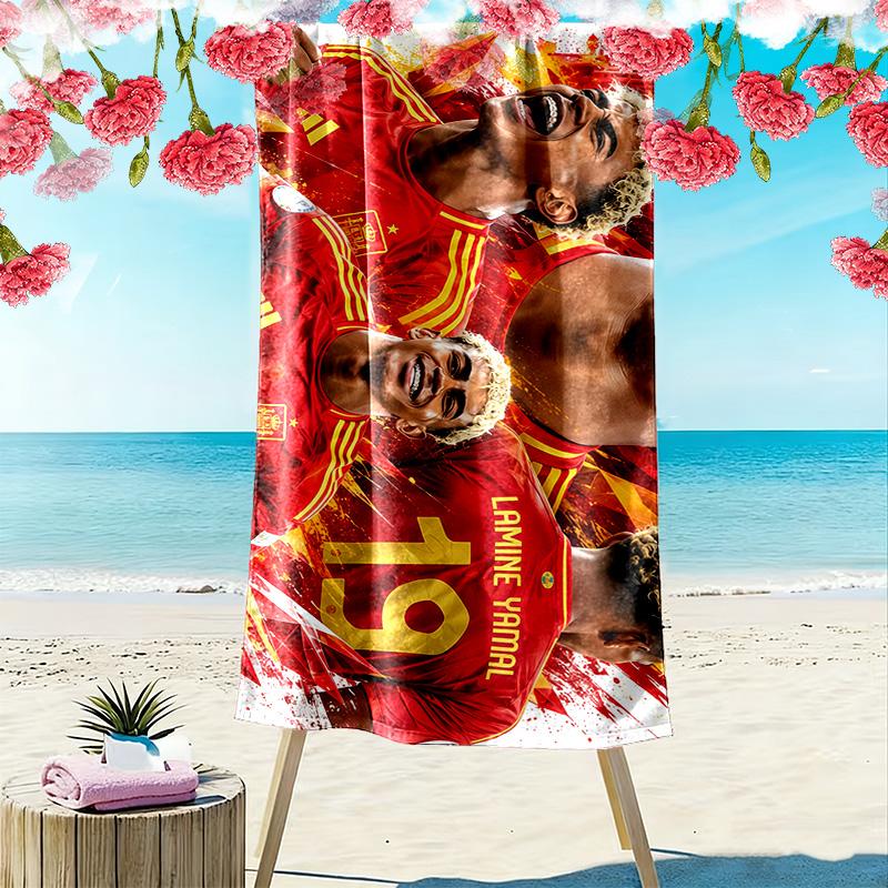 Lamine Yamal Print Beach Towel, Large Soft Quick Dry Towel for Beach Camping Swimming