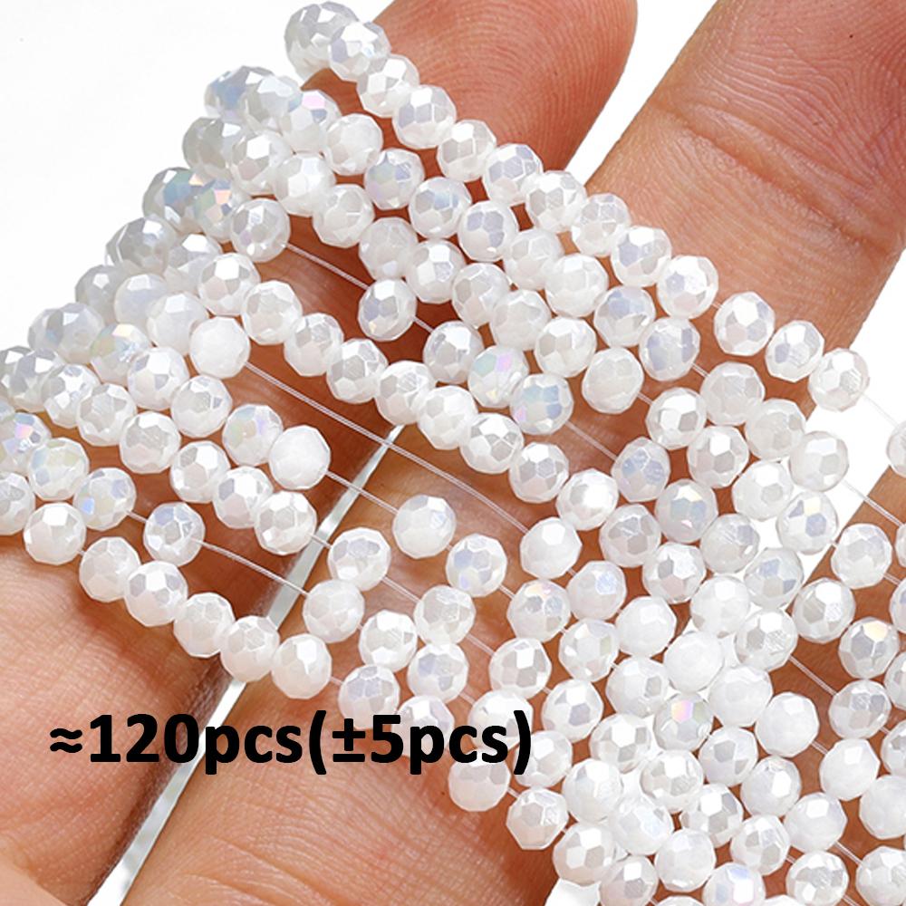 120pcs Crystal Czech Glass Beads Rondelle Austria Faceted Loose Spacer Round Beads for Bracelet Jewelry Making DIY