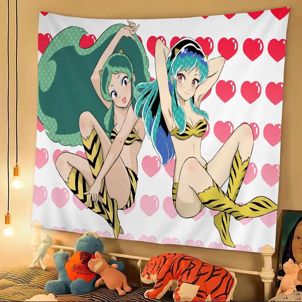 Urusei Yatsura Anime DIY Wall Tapestry Hanging Tarot Hippie Wall Rugs Dorm INS Home Decor