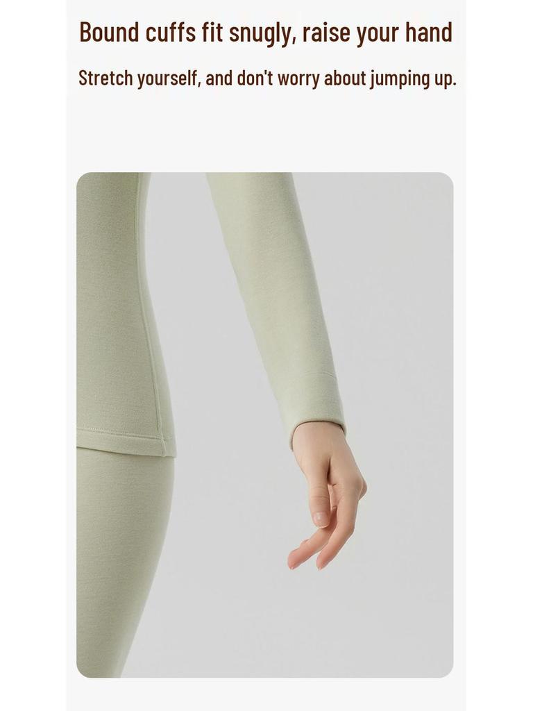 Women's Class A Fleece-Lined Thermal Cashmere Underwear Set - Antibacterial Autumn/Winter Top and Pants.