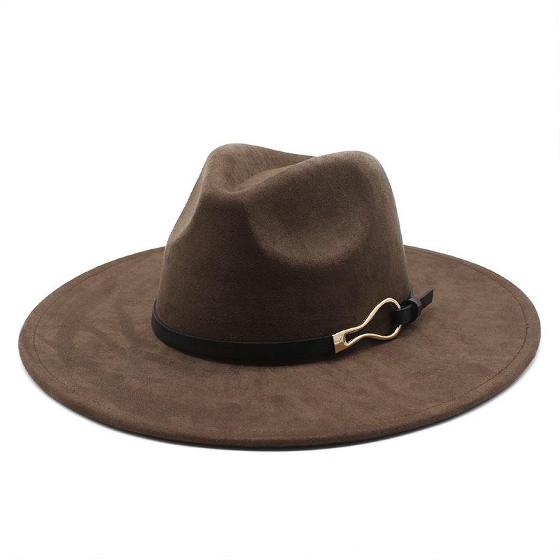 Flat-Brimmed Jazz Hat Season Big-Brimmed Peachheart Woolen Hat