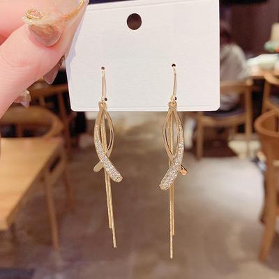 Zircon Cross Tassel Long Earrings - Fashionable, Unique Ear Hooks