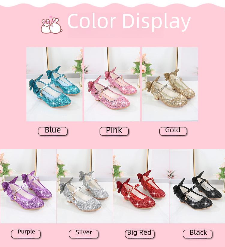 2025 neue koreanische Kristall Pailletten Prinzessin Schuhe für Mädchen mit weichen Ledersohlen