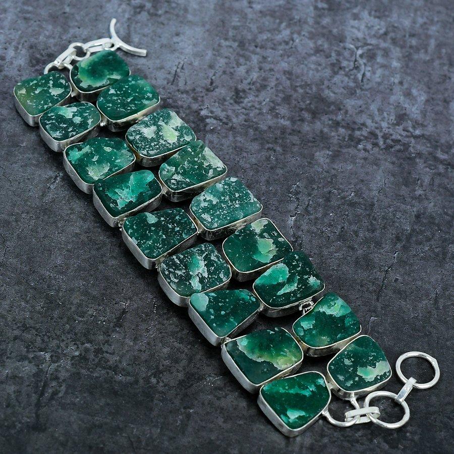 Natural Hememorphite Druzy Gemstone 925 Sterling Silver Bracelet 7-8" i7m29