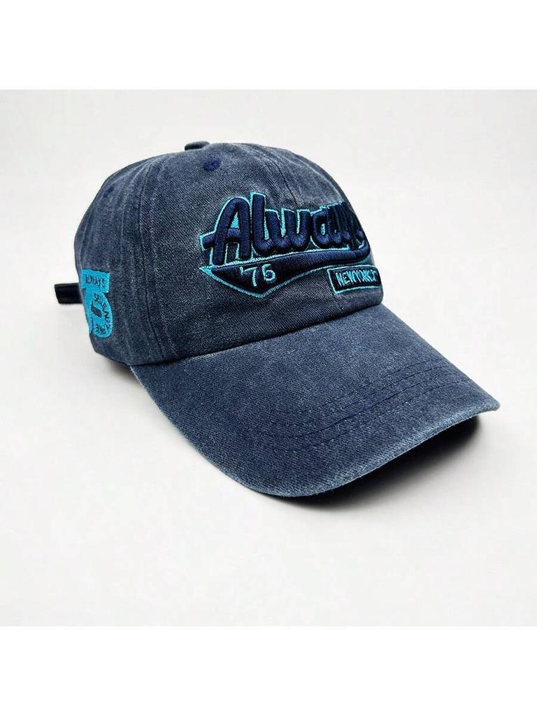 Retro Embroidered Denim Baseball Cap Adjustable Sun Protection Hat