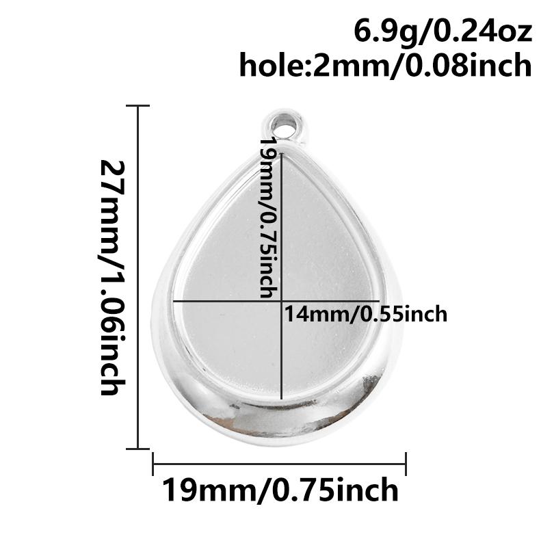 6pcs New Steel Color Cabochon Charm No Fade Oval Round Water Droplet Pendant Metal DIY Stainless Steel Charms For Jewelry Making